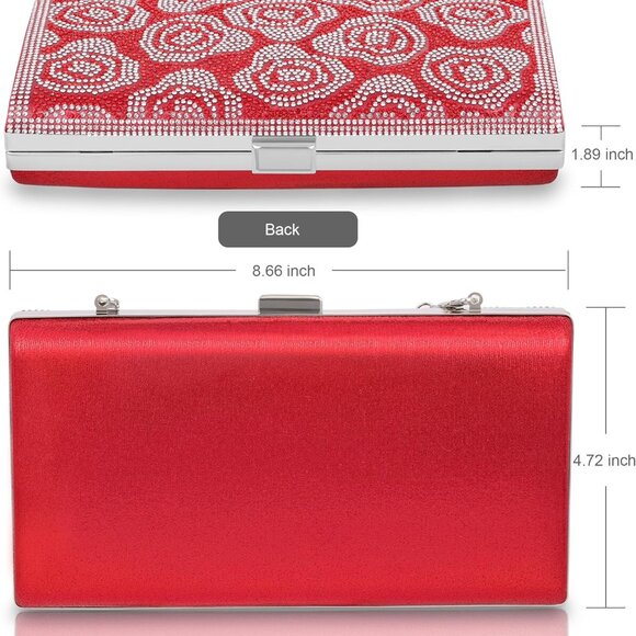 Stylish Red Satin Evening Purse with Organized Compartments - Ideal for Events - Picture 5 of 9